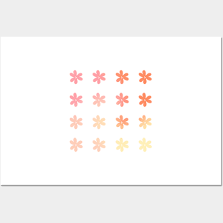 Back to School Pink and Coral Gradient Flowers Posters and Art